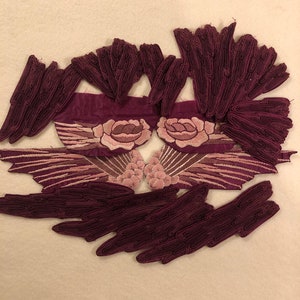 Vintage Hand Embroidered Silk Pieces from a Victorian Dress