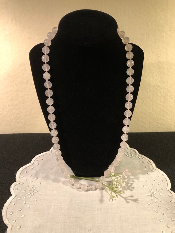 Vintage Rose Quartz Bead Necklace