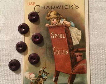Vintage Buttons - Unusual Brown Bakelite Buttons Set of 6