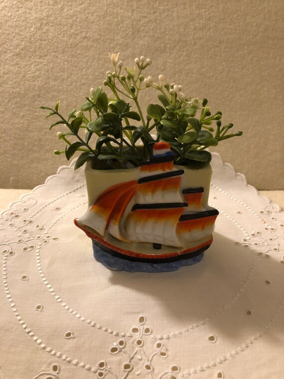 Vintage Ceramic Cigarette Holder From Japan With Ship Design