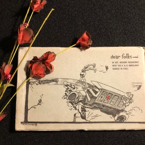 WW1 Ephemera - Livre de cartes postales du service d'ambulance des États-Unis en Italie