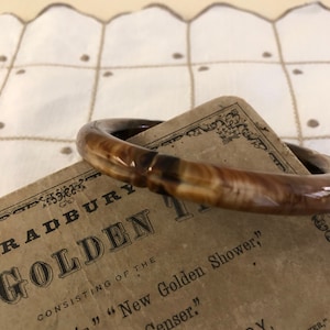 Vintage Bakelite Tortoise Bangle with Carved Detail