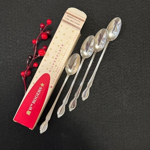 Vintage Wm. Rogers Silverplate Tall Drink Spoons Set of 4