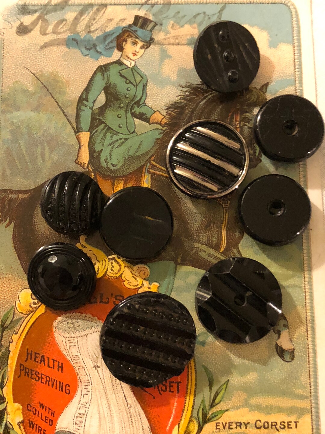 Vintage Buttons - Assorted Black Jet Buttons Set of 9 - Etsy