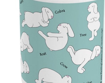 Bunnies Yoga Mug, Rabbit Mug, Rabbit Gifts and Yoga Gifts, Rabbit Lover, Yoga Teacher Gift, Instructor, Women, Her, Men, Him and Yogis