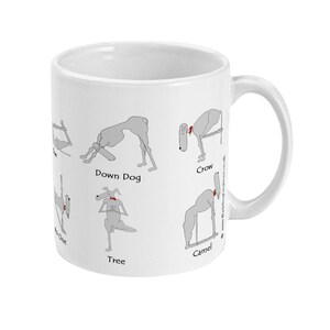 Yoga Mug, Whippet Mug, Greyhound,Yoga Gifts, Dog Owner Gift For Her, Gift For Him, Yogi or Yogini