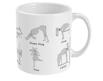 Yoga Mug, Whippet Mug, Greyhound,Yoga Gifts, Dog Owner Gift For Her, Gift For Him, Yogi or Yogini