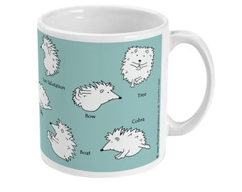 Hedgehog Yoga Mug, Yoga Poses, Hedgehog Mug, Hedgehog Gifts and Yoga Gifts For Hedgehog Lover, Yoga Lover, Teacher, Instructor and Yogis