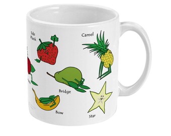 Yoga Fruit Mug Yoga Poses Vegetarian Mug Vegetarian Gifts Yoga Gifts For Yoga Lover Yoga Instructor Teacher Vegetarian Gifts