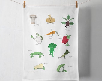 Yoga Poses Vegetable Tea Towel Yoga Gift For Women Men Pilates Gift Gift For Yoga Lover Cook Chef Mum Dad Friend Sister