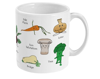 Vegetable Yoga Mug Yoga Poses Vegetarian Mug Vegetarian Gifts Yoga Gifts For Yoga Lover Yoga Instructor Teacher Vegetarian Gifts