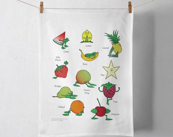 Yoga Poses Fruit Tea Towel Yoga Gift For Women Men Pilates Gift Gift For Yoga Lover Cook Chef Mum Dad Friend Sister