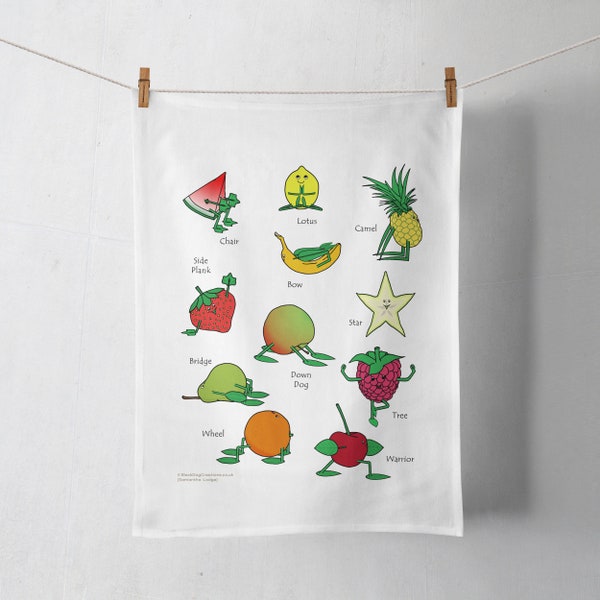 Yoga Poses Fruit Tea Towel Yoga Gift For Women Men Pilates Gift Gift For Yoga Lover Cook Chef Mum Dad Friend Sister