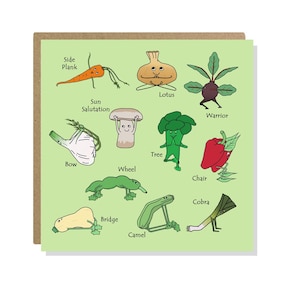 Carte de légumes de yoga Carte de yoga Professeur de yoga Femmes Hommes Sa mère Maman Sœur Meilleur ami de Gardner Épouse Mari Fils Fille