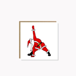 Carte de Noël yoga Carte Père Noël yoga Carte de Noël Père Noël yoga professeur de yoga