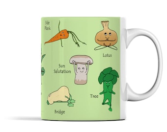 Vegetable Yoga Mug Yoga Poses Vegetarian Mug Vegetarian Gifts Yoga Gifts For Yoga Lover Yoga Instructor Teacher Vegetarian Gifts