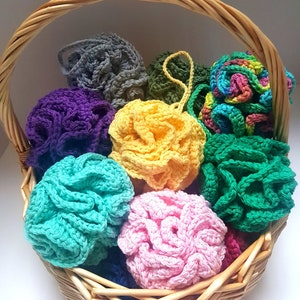 Shower Pouf, 100% Cotton, Eco-Friendly, and Crocheted - Shower Puff, or Shower Loofah