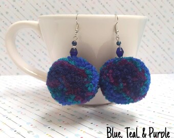 Pom Pom Earrings, Pom Pom Drop Earrings, Pom Pom Dangle Earrings