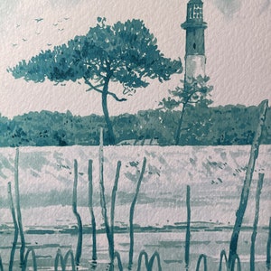 Carte Postale 13x18cm aquarelle dessiné à la main , impression sur papier 320 grammes
