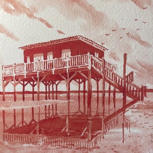 Carte Postale 13x18cm aquarelle dessiné à la main , impression sur papier 320 grammes
