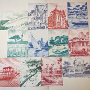 12 Postales 13x18cm acuarela dibujadas a mano, impresas en papel de 320 gramos