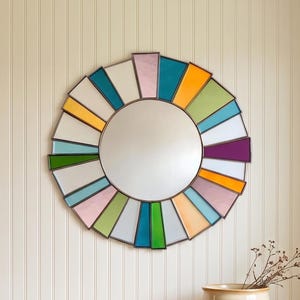 Rainbow Stained Glass Mirror Pattern: Geometric Design (PNG, SVG & PDF Download)