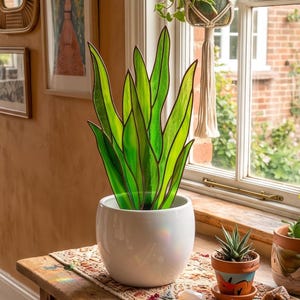 Motivo a vetrata con stelo di Sansevieria: Laurentii Suncatcher (download digitale PNG e PDF)