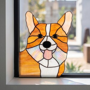 Welsh Corgi Stained Glass Pattern: Dog Suncatcher Design (PNG & PDF Download)
