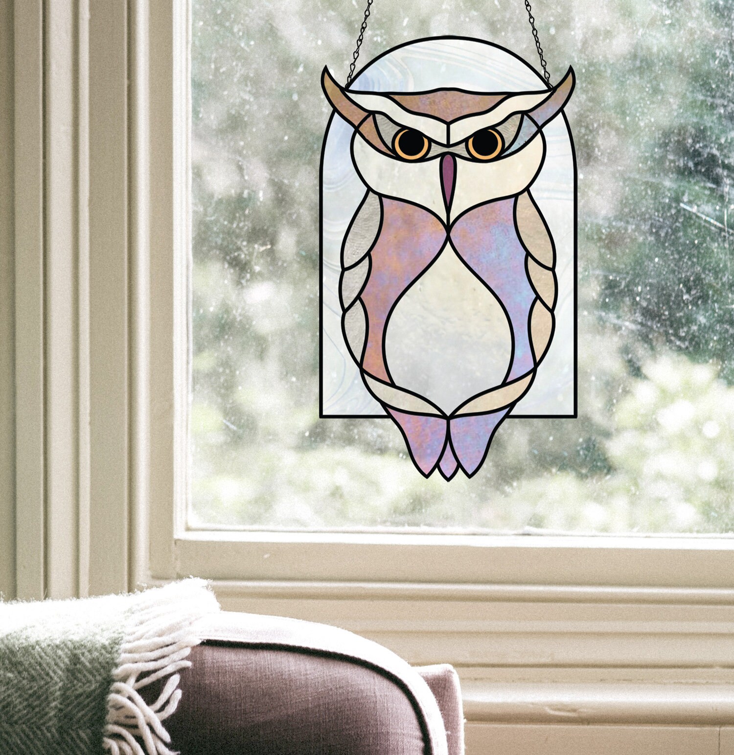 Stained Glass Pattern Owl Hedwig With Letter From Hogwarts • Stained Glass  Patterns & Suncatchers