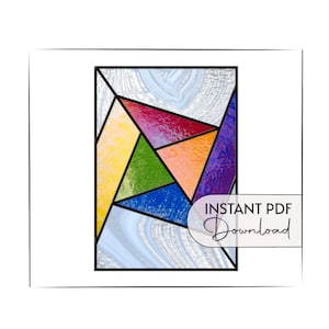 Beginner Stained Glass Geometric Pattern, modern pinwheel stained glass pattern, digital pattern to download, stain glass suncatcher pattern