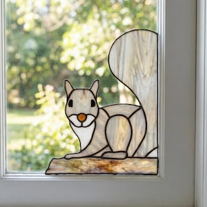 Stained Glass Squirrel Suncatcher Pattern: DIY Animal Template PDF & PNG
