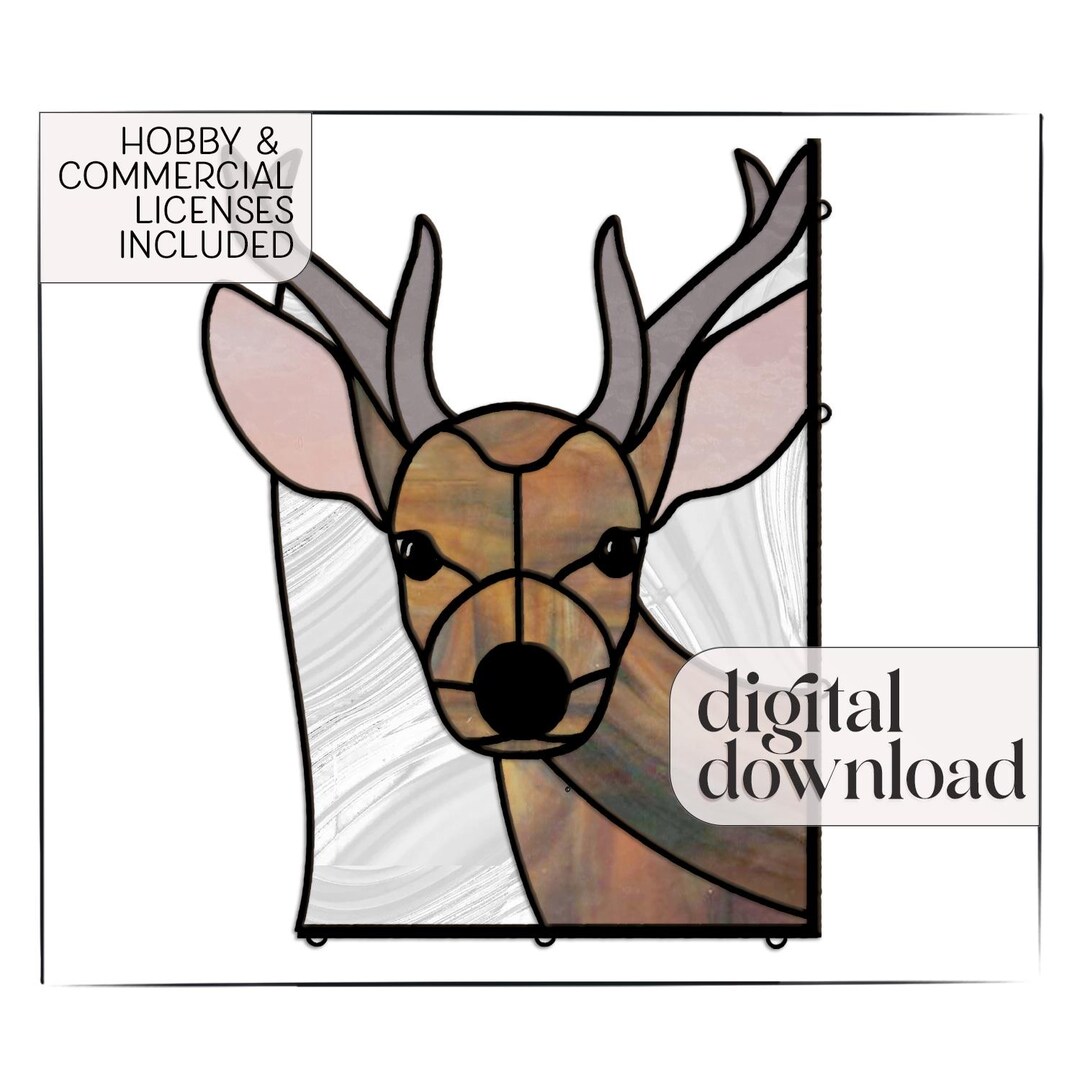 Stained Glass Deer Pattern, Digital Pattern to Download for Stained