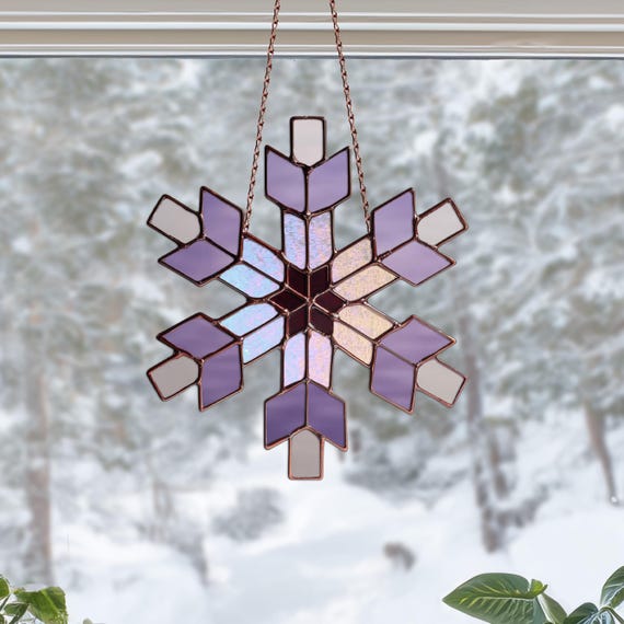 雪の結晶 ステンドグラス冬 ステンドグラス 現品限り うさぎと雪の結晶