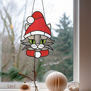 Mönster för kattmotiv i målat glas: 7 unika designer, PDF och PNG bild 5