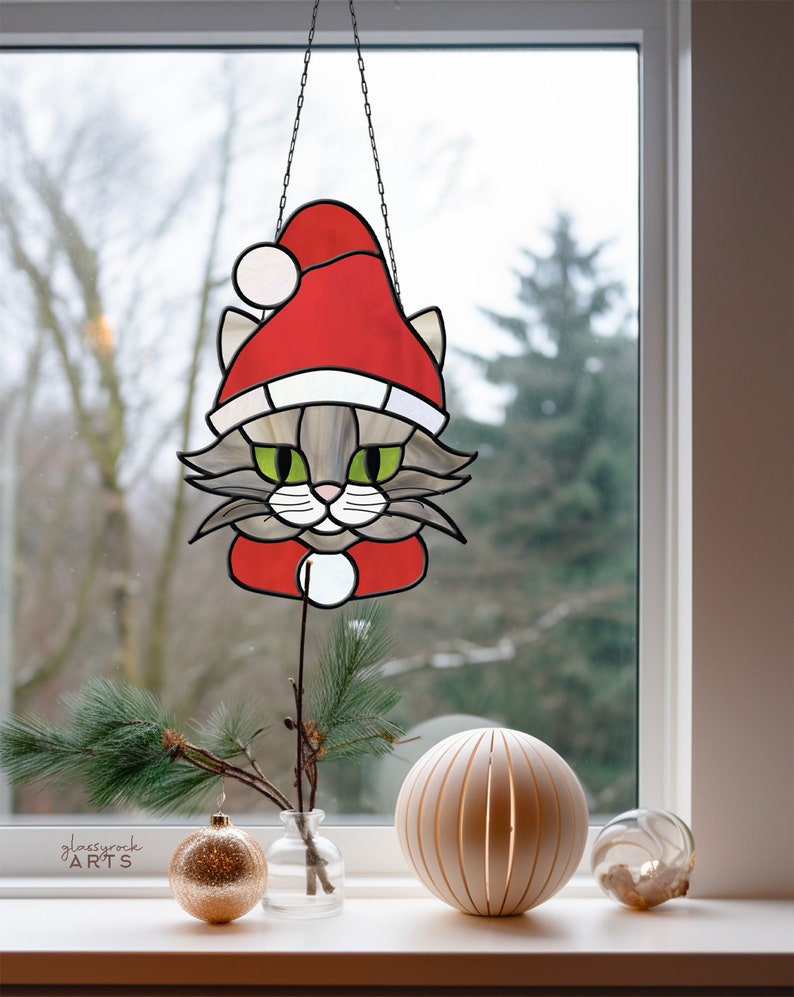 Mönster för kattmotiv i målat glas: 7 unika designer, PDF och PNG bild 5