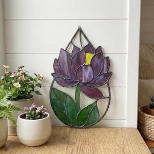 Peony Stained Glass Pattern: Teardrop Suncatcher Design PDF & PNG