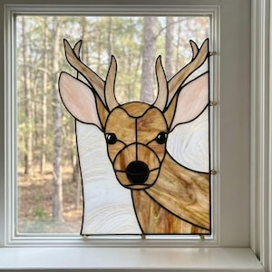 Stained Glass Deer Suncatcher Pattern: Young Buck Template (PDF & PNG)
