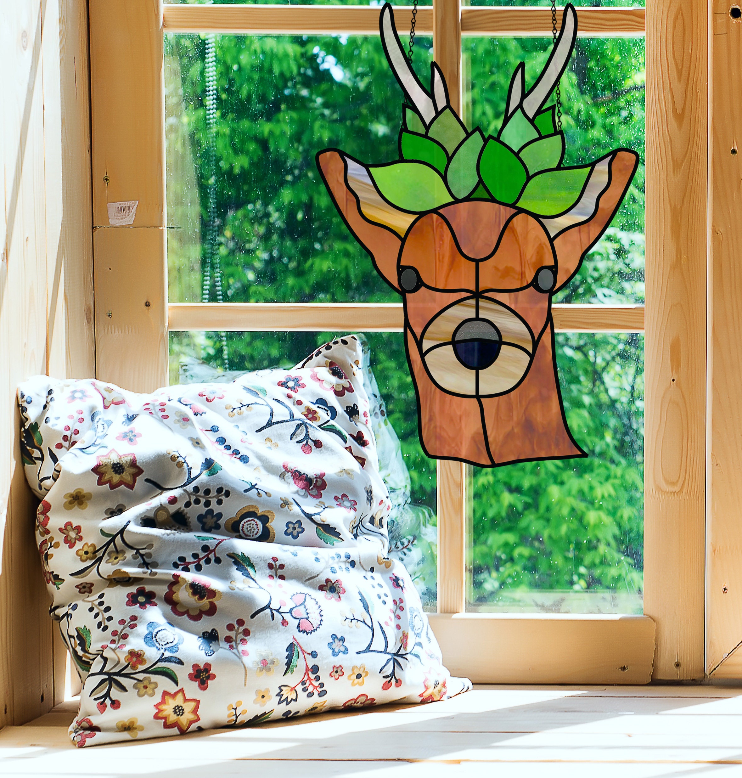 Free Stained Glass Pattern 2279-Mule Deer-P2279