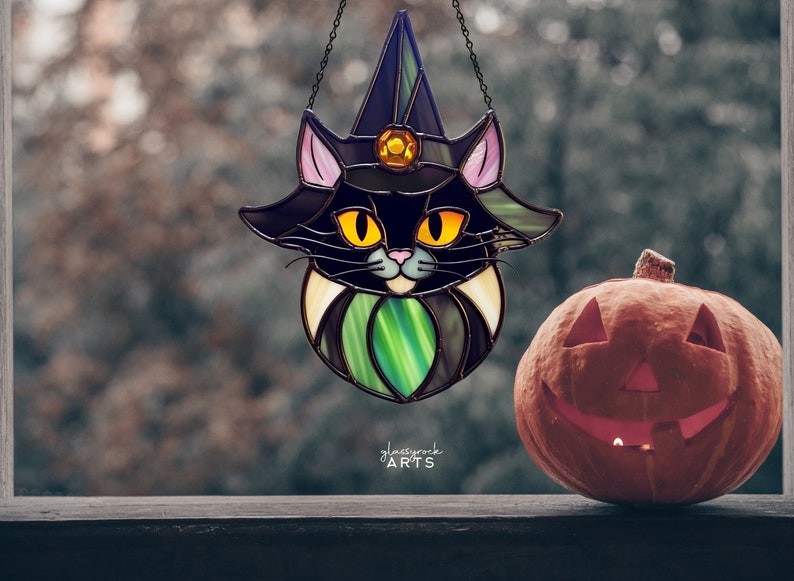 Mönster för kattmotiv i målat glas: 7 unika designer, PDF och PNG bild 8
