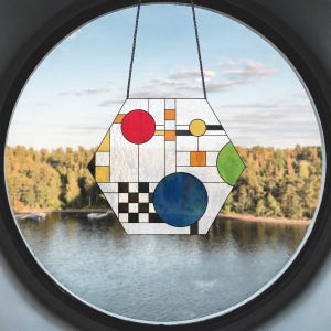 Patrón hexagonal de vitral: inspirado en Frank Lloyd Wright (descarga PNG y PDF)