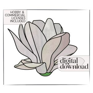 Giant Snowdrop Flower Stained Glass Pattern PDF & PNG