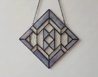 Beginner Stained Glass Pattern: Square Geometric Suncatcher (PDF & PNG)