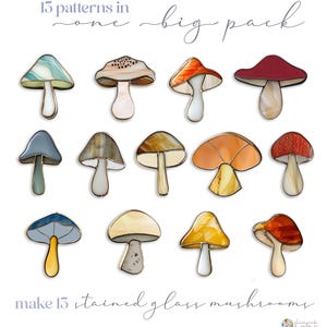 Stained Glass Mushroom Patterns: 13 Digital Designs (PDF & PNG) image 6