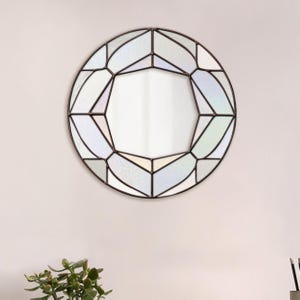 Stained Glass Mirror Pattern: Round Geometric Diamond Design PDF & PNG