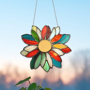 Folk Art Flower Suncatcher Stained Glass Pattern PDF & PNG