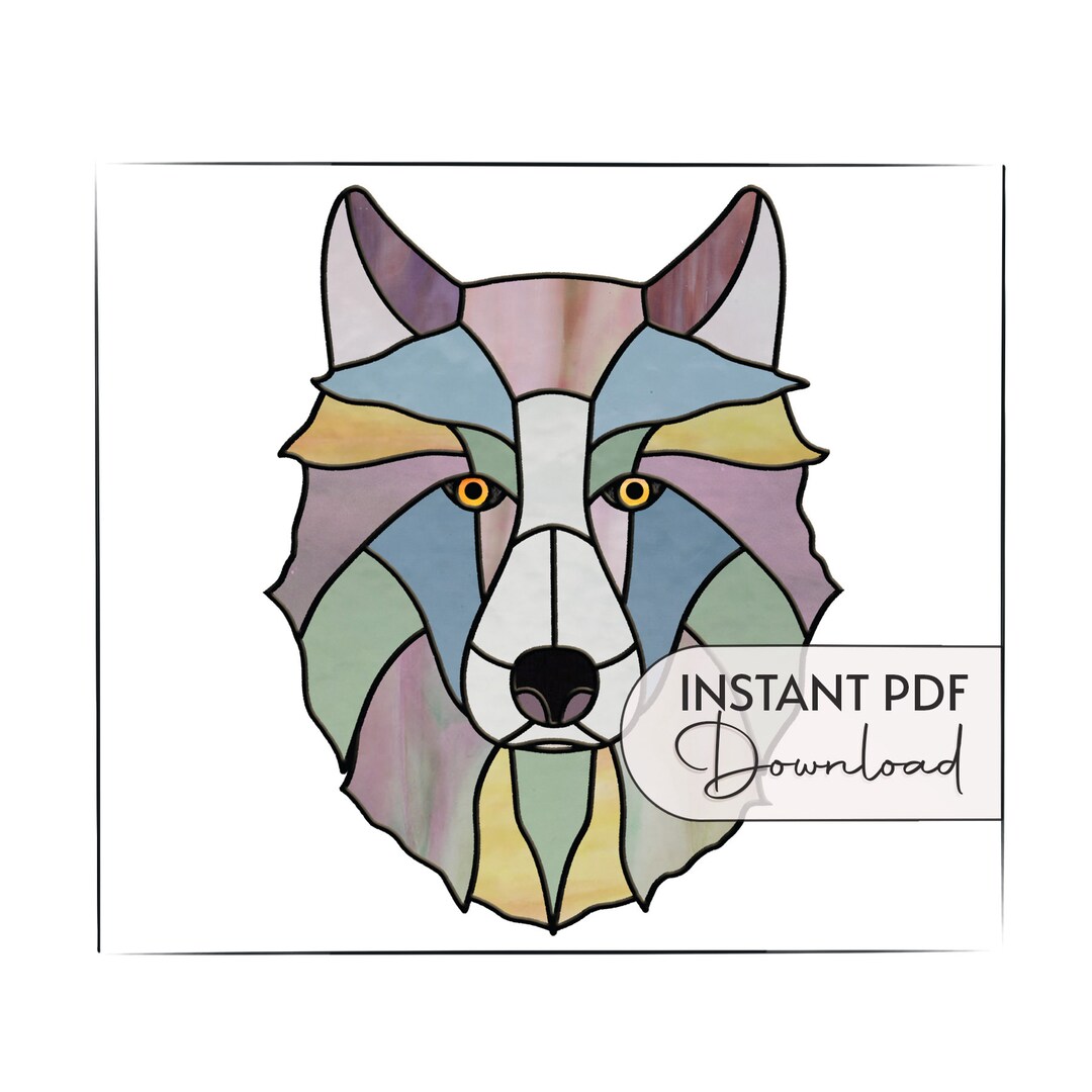 Stained Glass Wolf Pattern, Stained Glass Suncatcher, Stain Glass