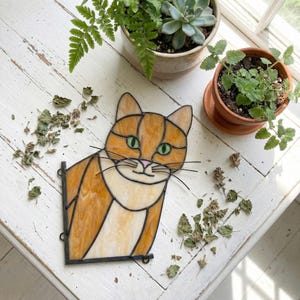 Cat Suncatcher Stained Glass Pattern: Feline Lover Template PDF & PNG ...