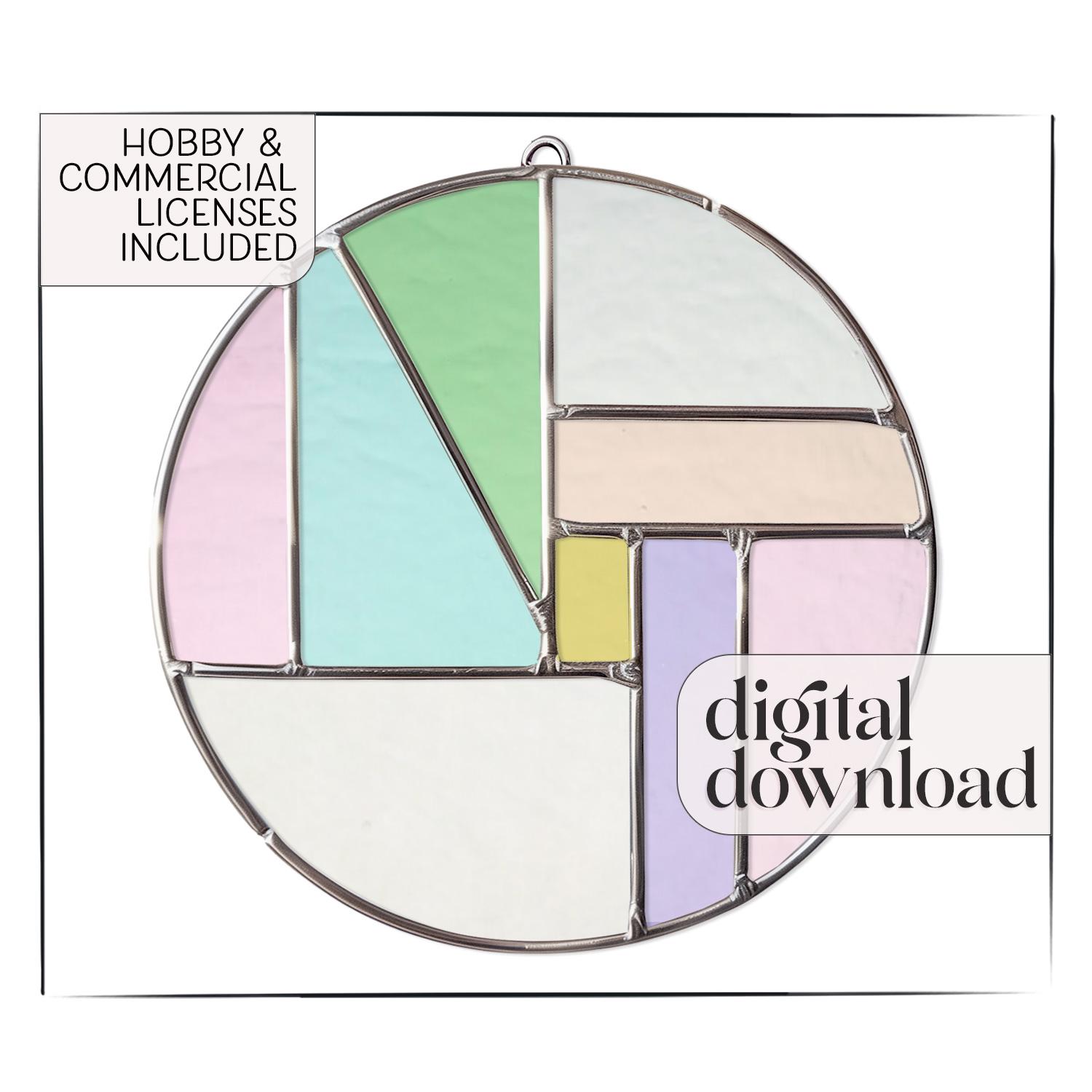 丸いステンドグラスの模様：モダンな幾何学模様 PDF & PNG - Etsy 日本