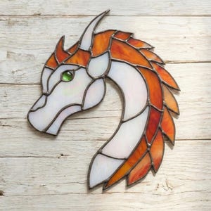 Drachen Glasmalerei Muster: Sonnenfänger Fensterbehang PDF & PNG
