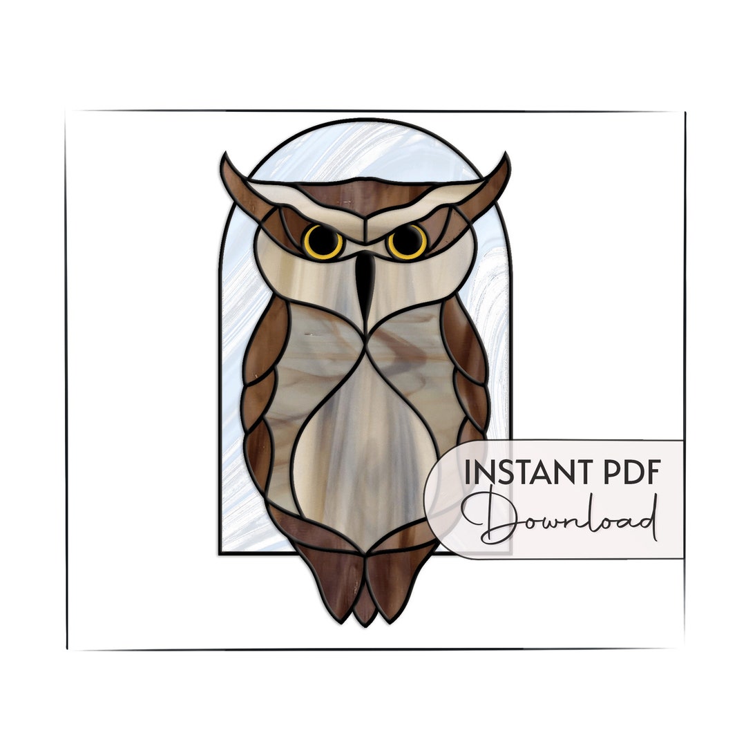 Stained Glass Owl Pattern, Stained Glass Bird, Digital Pattern to ...